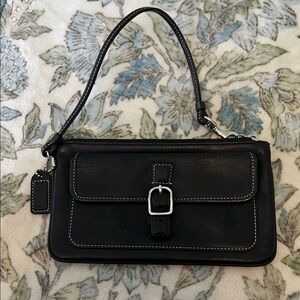 Chic Black Leather Wristlet